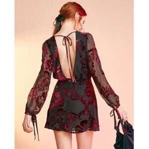NWOT LPA burnout floral velvet open back Gabbriette mini party dress size small